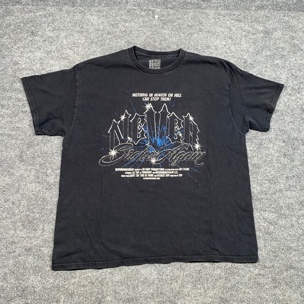 Never Broke Again NBA YoungBoy Graphic T-Shirt Mens XL Black 2023 4KT 38 Tee
